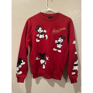 NWOT Disney Mickey Mouse Signature Red Crewneck Sweatshirt XS
